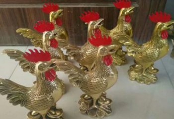 門(mén)口銅公雞雕塑廠家 售樓處仿真雕塑 彩繪家禽