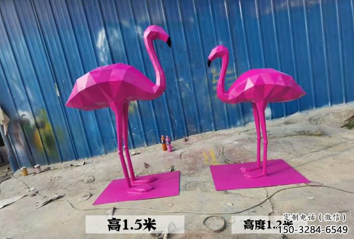 商業(yè)街不銹鋼火烈鳥雕塑 售樓處動(dòng)物雕塑 幾何雕塑擺件