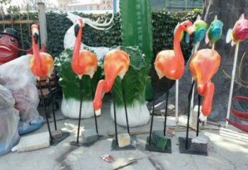 公園玻璃鋼火烈鳥(niǎo)雕塑 酒店門(mén)口雕塑 彩繪擺件