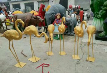 酒店不銹鋼火烈鳥(niǎo)雕塑 庭院仿真雕塑 彩繪小品