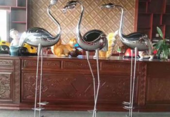 商場(chǎng)不銹鋼火烈鳥(niǎo)雕塑 仿真動(dòng)物雕塑 店門(mén)口小品