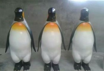 彩繪玻璃鋼企鵝雕塑 仿真動物雕塑 步行街?jǐn)[件