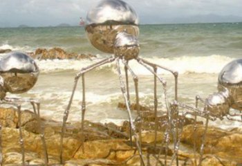 不銹鋼園林蜘蛛雕塑 田間彩繪雕塑 仿真擺件