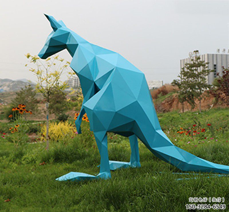 廣場不銹鋼袋鼠雕塑 公園仿真雕塑 抽象擺件