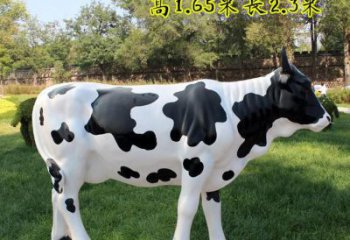 彩繪玻璃鋼奶牛雕塑 仿真動物雕塑 步行街擺件