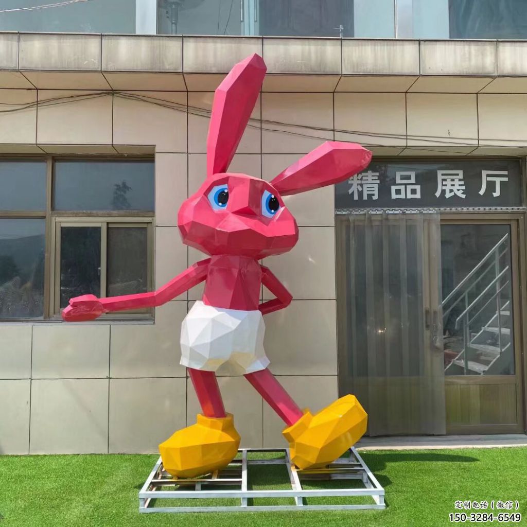 仿真不銹鋼兔子雕塑廠家 店門口園林雕塑 動物小品