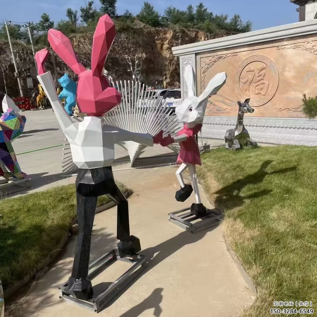 玻璃鋼仿真兔子雕塑 酒店公園雕塑 風景區擺件