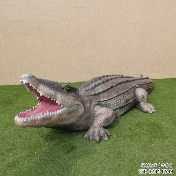 玻璃鋼抽象鱷魚雕塑 店門口彩繪雕塑 步行街擺件