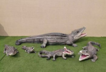 售樓處玻璃鋼鱷魚雕塑 商業街仿真雕塑 動物擺件