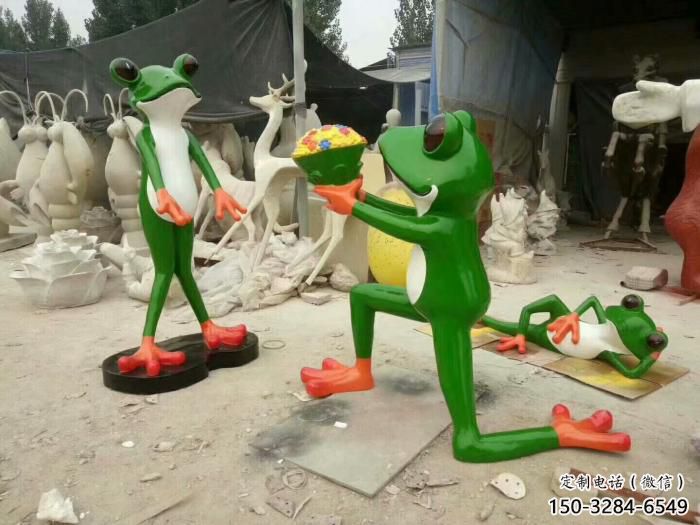 田間玻璃鋼青蛙雕塑 彩繪仿真雕塑 園林?jǐn)[件