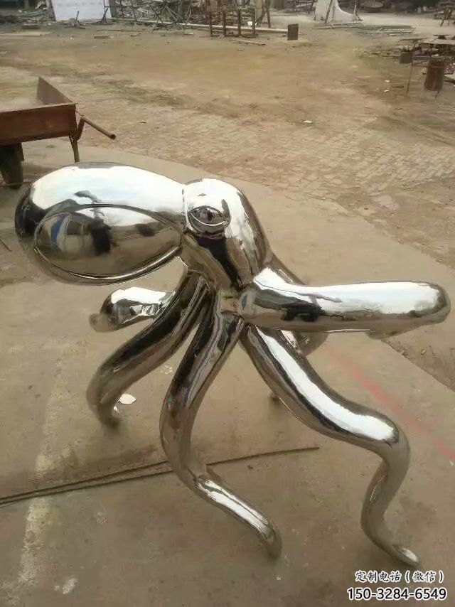 不銹鋼章魚雕塑廠家，鏡面動物，海洋生物小品 (2)