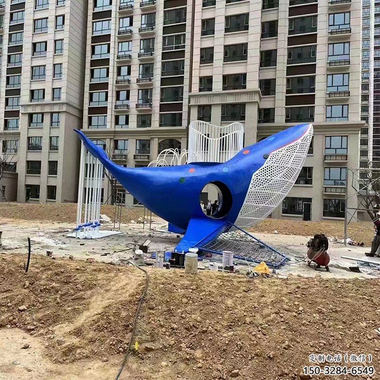 鯨魚雕塑廠家，烤漆彩繪工藝，公園廣場(chǎng)景觀擺件 (3)