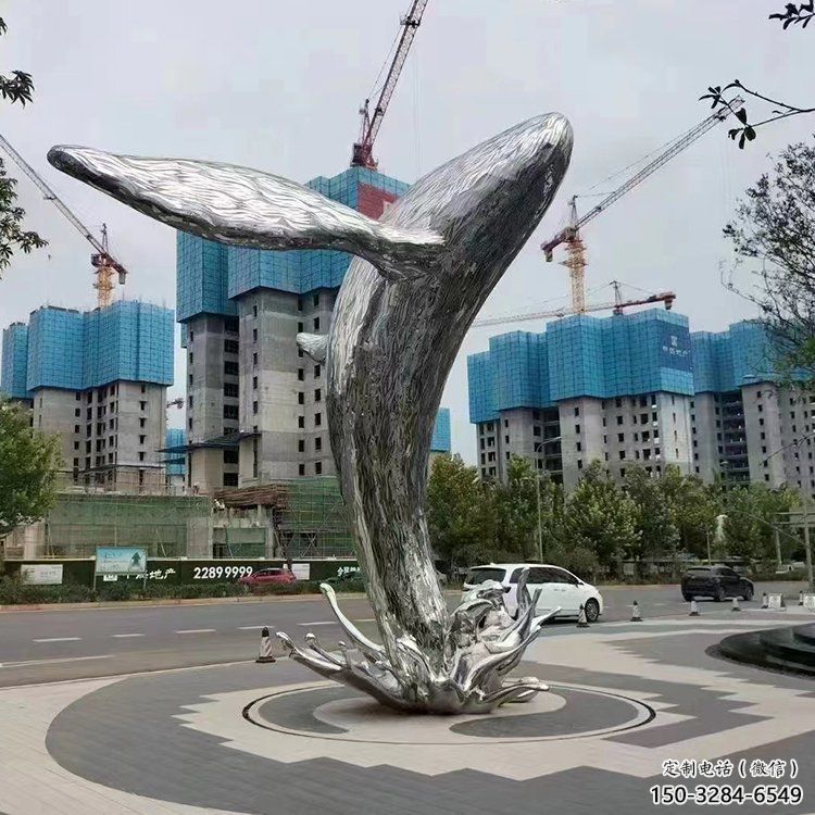 鯨魚雕塑廠家，烤漆彩繪工藝，公園廣場景觀擺件 (5)
