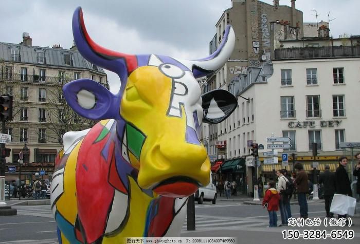 不銹鋼水牛雕塑，田間景觀小品，抽象幾何原理 (2)