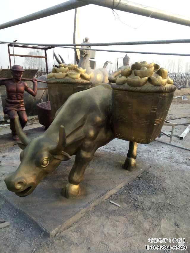 不銹鋼水牛雕塑，田間景觀小品，抽象幾何原理 (6)