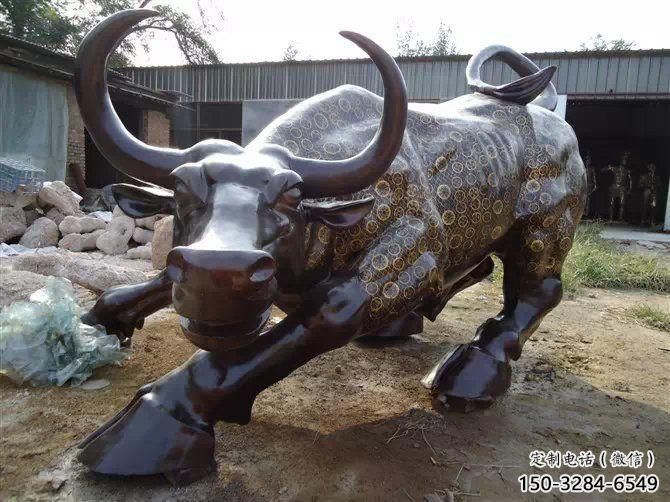 不銹鋼水牛雕塑，田間景觀小品，抽象幾何原理 (9)