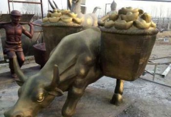 不銹鋼水牛雕塑，田間景觀小品，抽象幾何原理 (6)