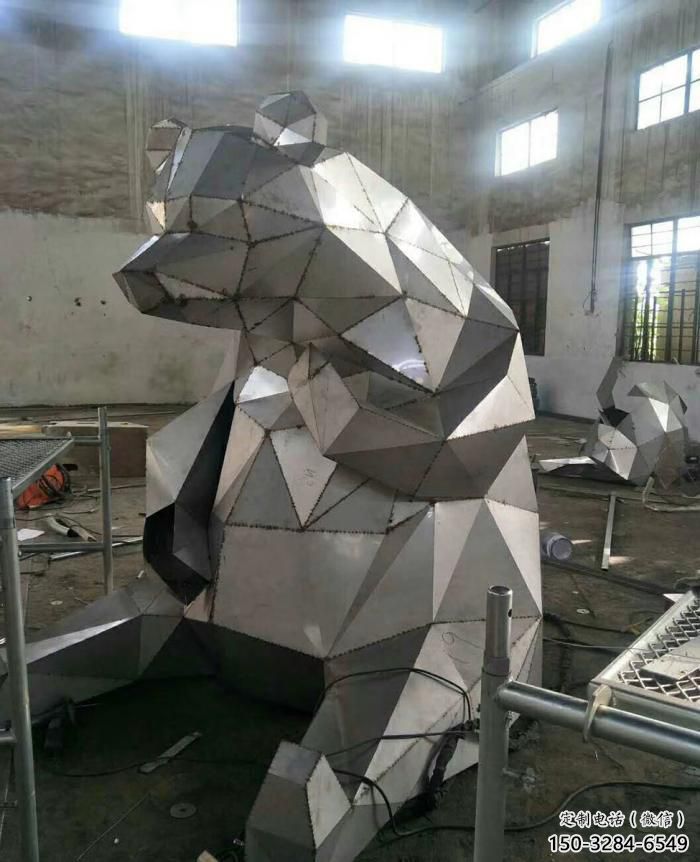 不銹鋼大熊雕塑，公園廣場雕塑，仿真彩繪工藝 (7)