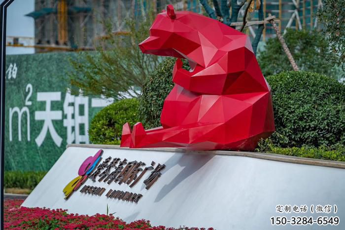 不銹鋼大熊雕塑，公園廣場雕塑，仿真彩繪工藝 (8)