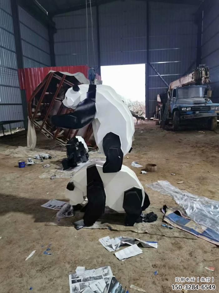 不銹鋼長(zhǎng)頸鹿雕塑，異形幾何動(dòng)物，售樓處小區(qū)擺件 (4)