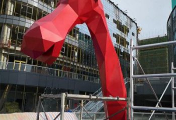 不銹鋼長頸鹿雕塑，異形幾何動物，售樓處小區擺件 (1)