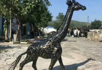 不銹鋼長頸鹿雕塑，異形幾何動物，售樓處小區擺件 (2)