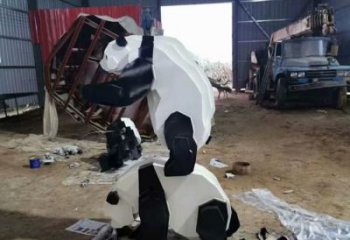 不銹鋼長頸鹿雕塑，異形幾何動物，售樓處小區擺件 (4)