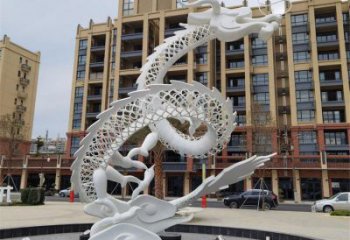 不銹鋼龍形雕塑，大型動物景觀，烤漆工藝制作 (1)