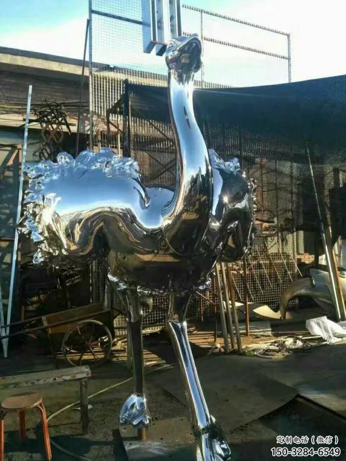 不銹鋼酒店鴕鳥雕塑 庭院仿真雕塑 彩繪小品