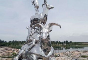 不銹鋼山羊雕塑生產，仿真動物，戶外公園擺件