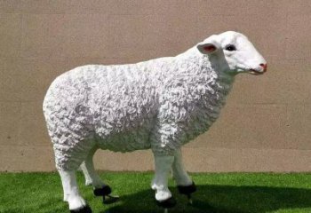 彩繪玻璃鋼綿羊雕塑，動物景觀，廣場園林雕塑