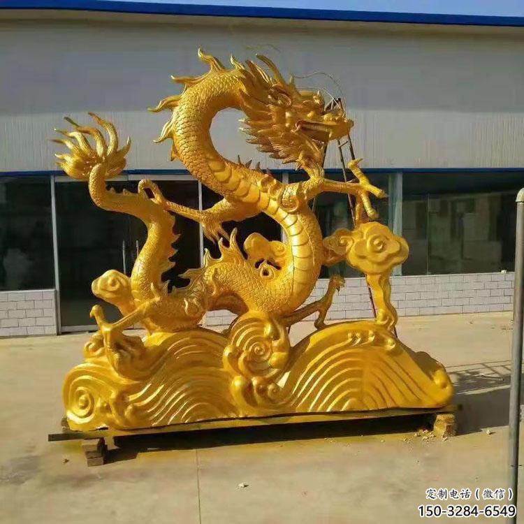 鑄銅龍頭雕塑，黃銅材質(zhì)，公園園林?jǐn)[件
