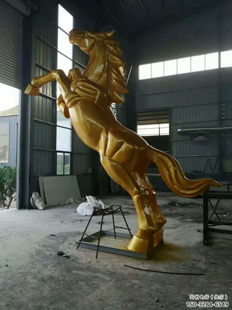 烤漆奔馬雕塑，城市街頭擺件，不銹鋼動(dòng)物小品