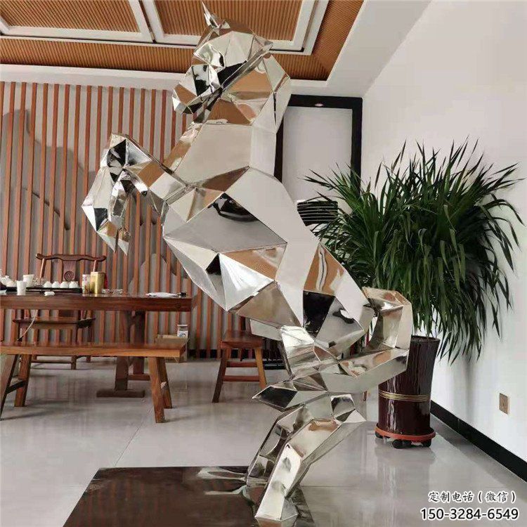 幾何奔馬雕塑，城市動物擺件，大型雕塑