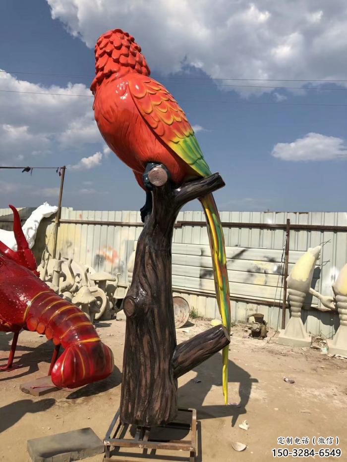 公園鸚鵡雕塑廠家 酒店門口雕塑 彩繪擺件