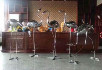 售樓處不銹鋼丹頂鶴雕塑 商業街仿真雕塑 動物擺件