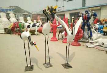 大型玻璃鋼丹頂鶴雕塑 門口創意雕塑 售樓處小品