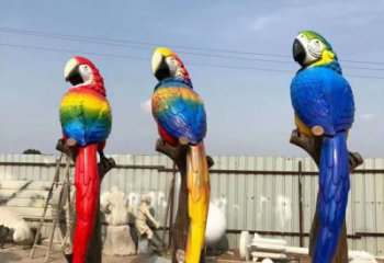 常用鸚鵡雕塑，鳥禽擺件，彩繪仿真工藝