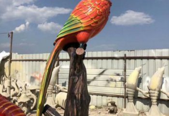 優價鸚鵡雕塑，鳥禽擺件，彩繪仿真工藝