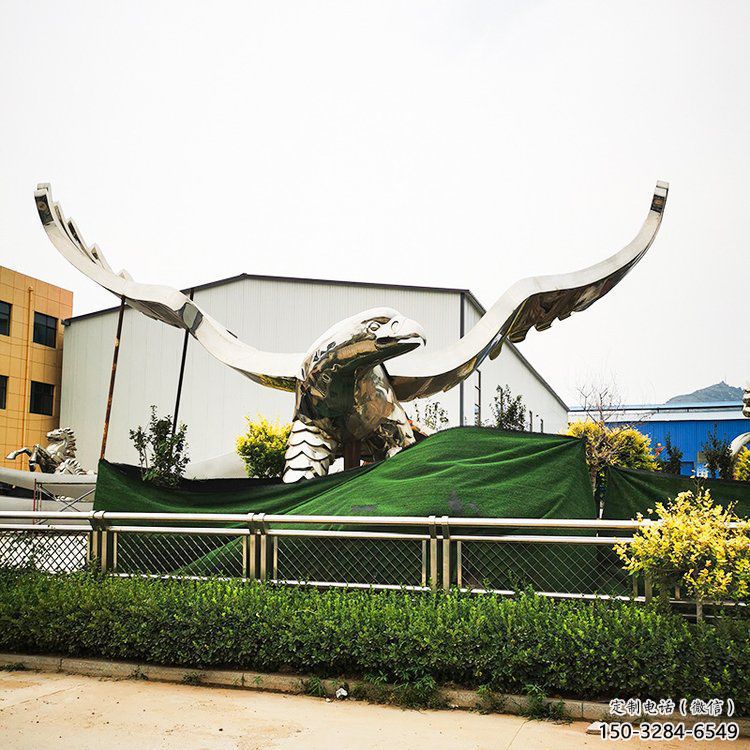 不銹鋼園林老鷹雕塑 城市廣場(chǎng)雕塑 步行街?jǐn)[件