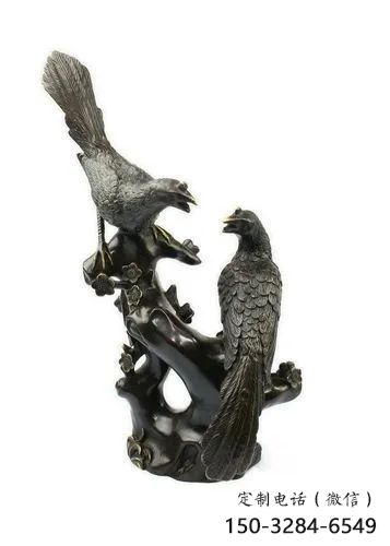 古銅色喜鵲銅雕塑 大型城市雕塑 商業(yè)街?jǐn)[件