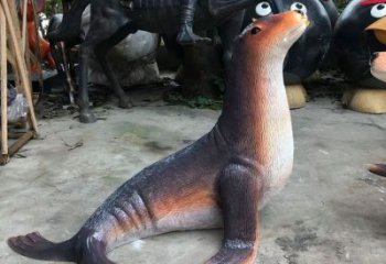 幾何海豹雕塑 庭院仿真雕塑 彩繪擺件