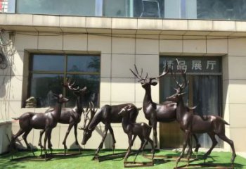 玻璃鋼仿古麋鹿雕塑 庭院彩繪雕塑 田間小品