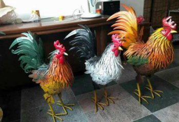 室內小雞雕塑，動物小品，鐵藝工藝