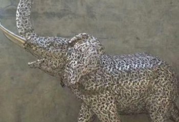 庭院小象雕塑，動物小品，網格工藝