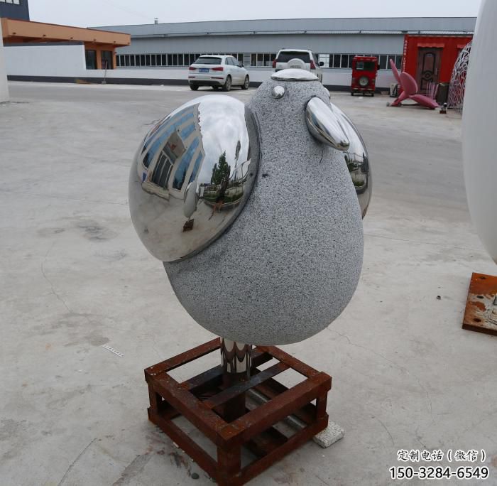 操場(chǎng)鳥類雕塑，公園主題，鏡面工藝