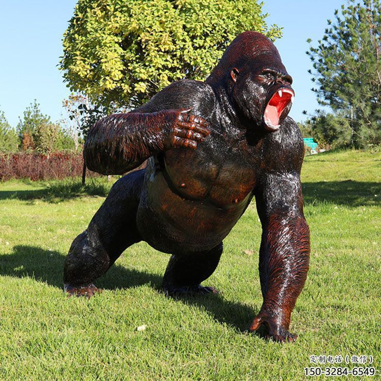 廣場猩猩雕塑，動物擺件，仿古工藝