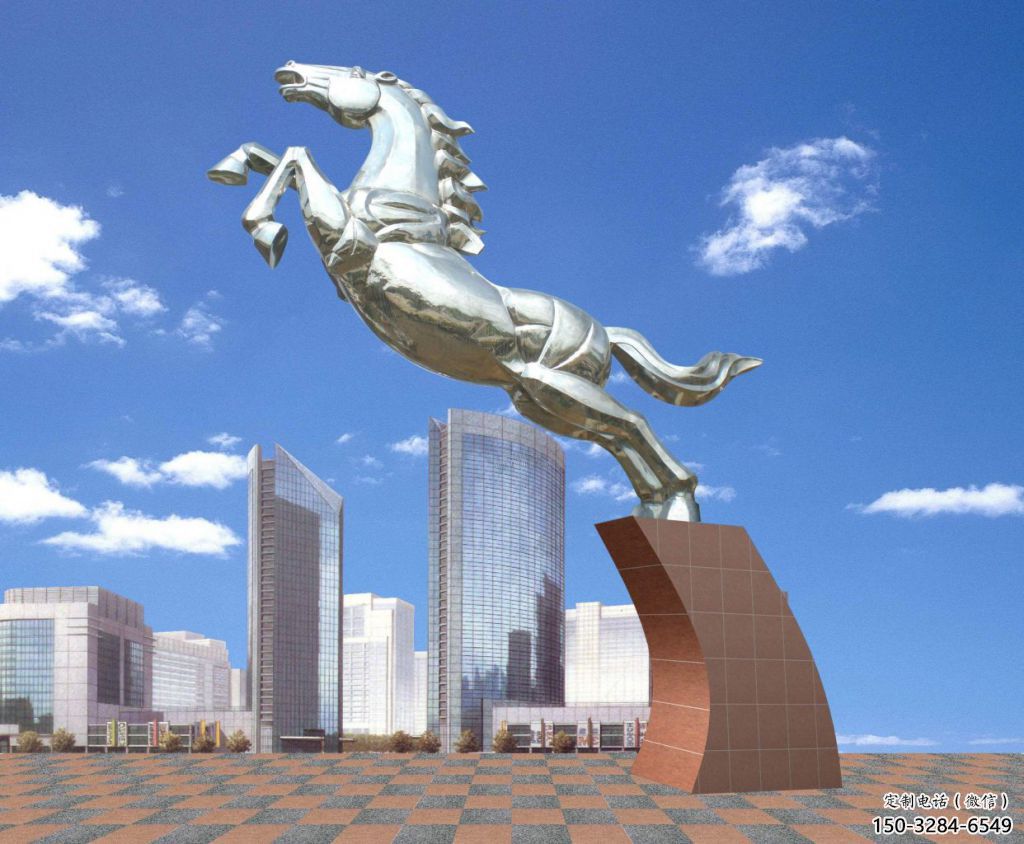 景區戰馬雕塑，噴水造型，鏡面工藝