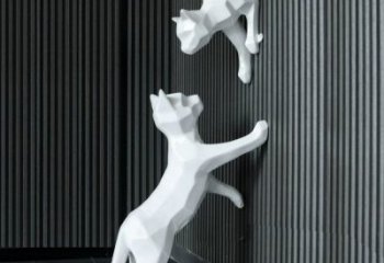 庭院小貓雕塑，動物主題，抽象工藝