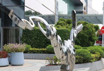 小區小貓雕塑，仿真主題，鏡面工藝